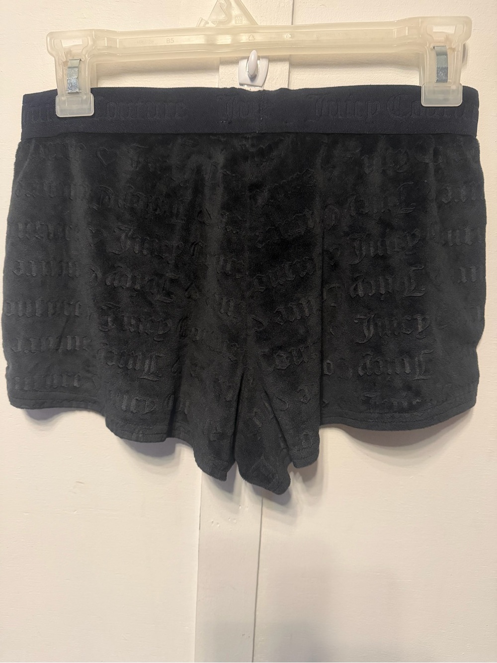 Y2k Juicy Couture Black Plush Logo Lounge Shorts